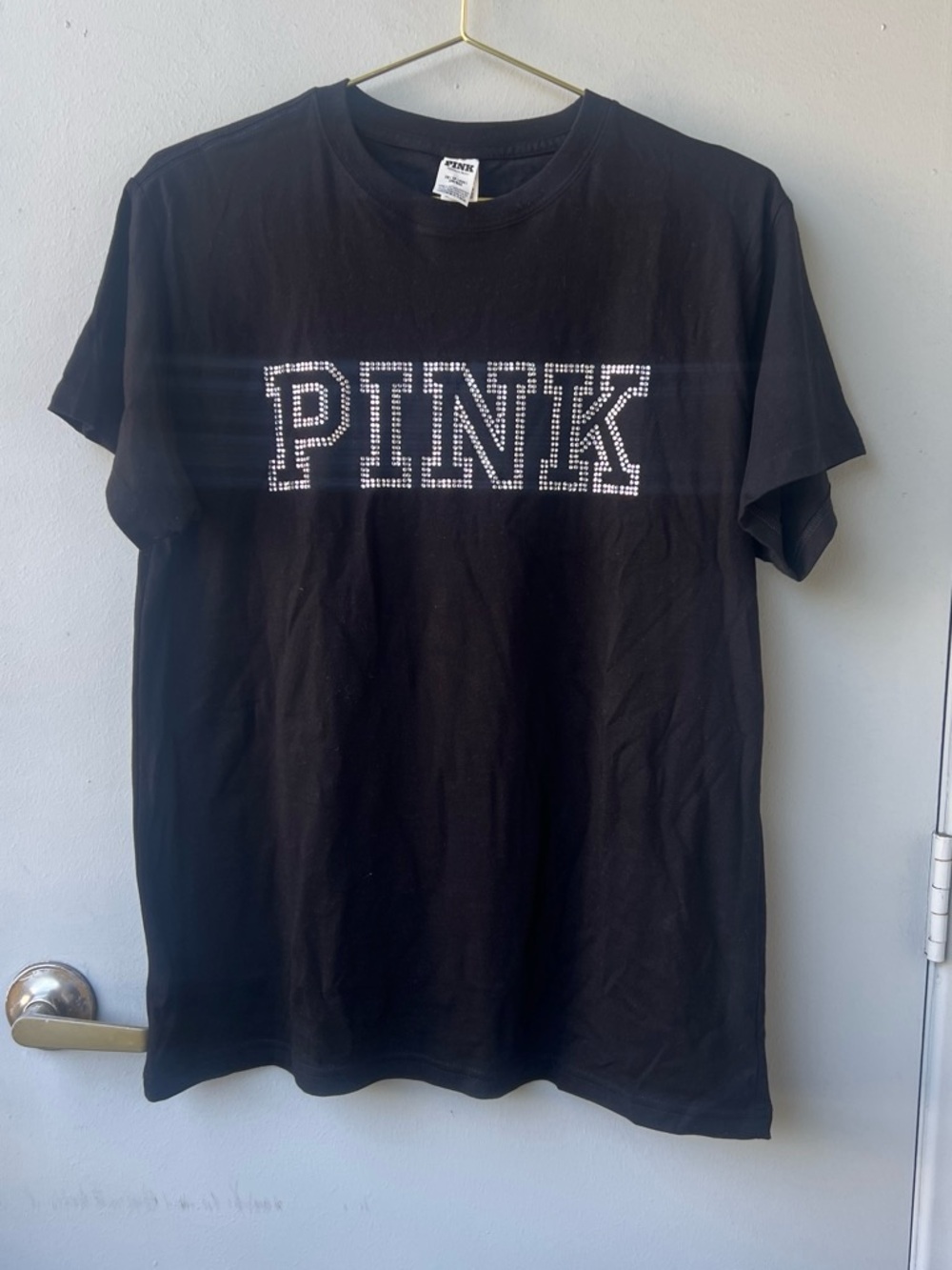 VS Pink Rhinestone Logo Tee - Black